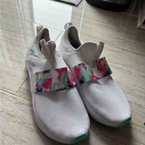 PUMA Women's White Sneakers with Multicolor Strap
